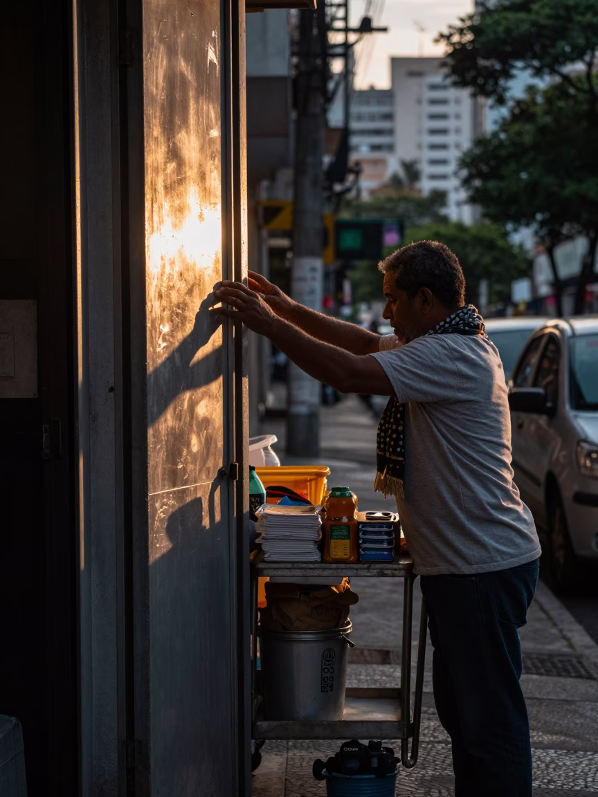 Light Reflects at Nautical Dawn Light in São Paulo in in São Paulo, Brazil