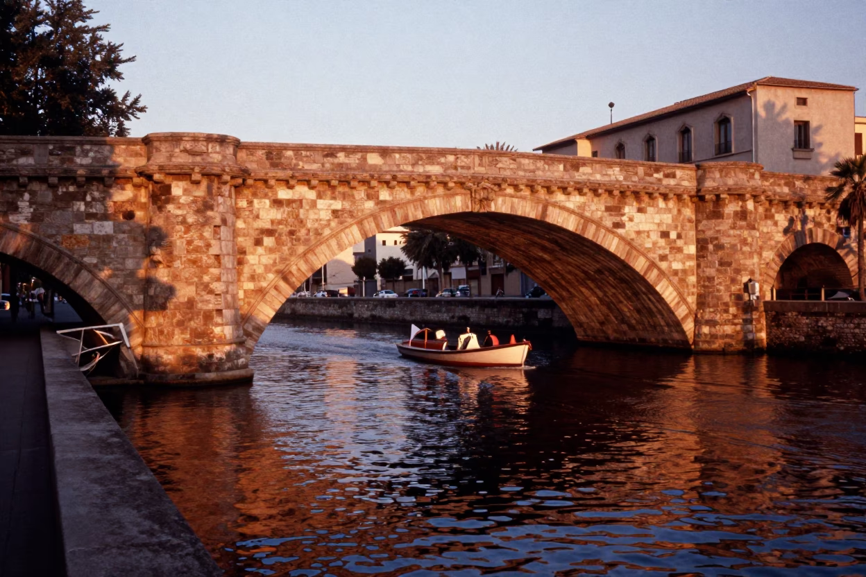 Light Reflects in Barcelona at Copper-toned Light Before Dusk in in Barcelona, Spain