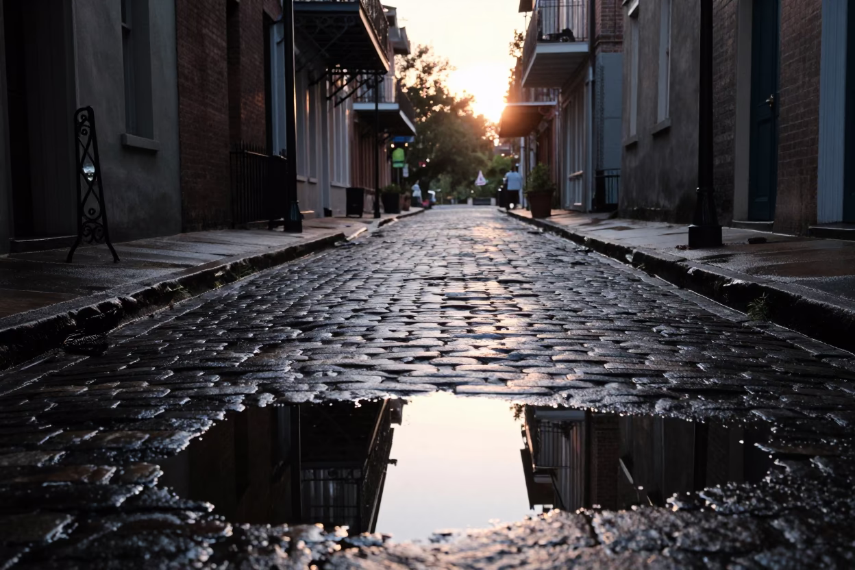 Light Reflects just after sunrise in New Orleans in in New Orleans, Louisiana, United States