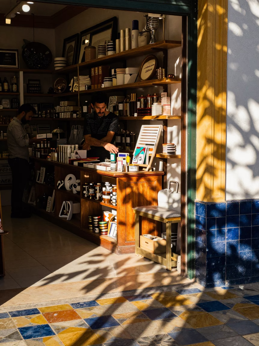 Light Shop just after sunrise in Seville in in Seville, Spain