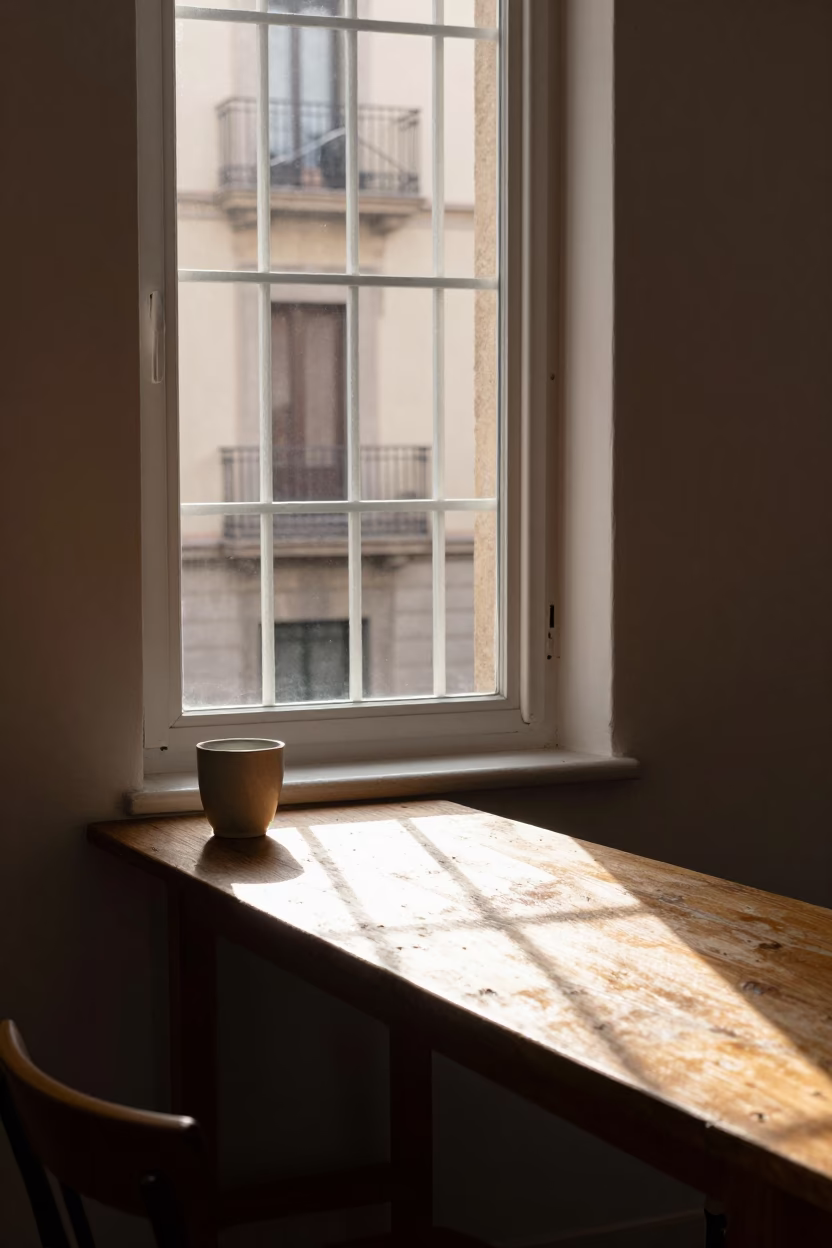 Light Spills in Barcelona at As First Light Reaches The Scene in in Barcelona, Spain