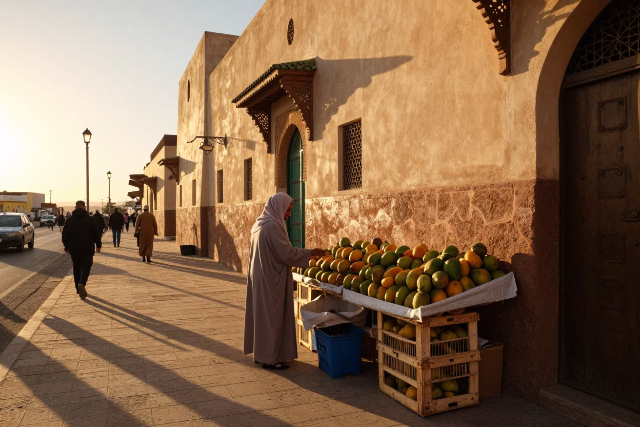 Light Spills in Casablanca at Golden Hour in in Casablanca, Morocco