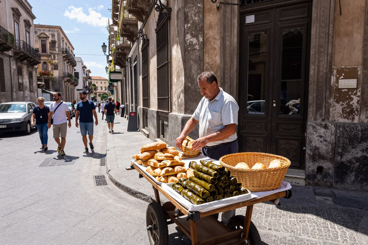 Light Street in Palermo at The Flat Glare Of Noon Light in in Palermo, Italy