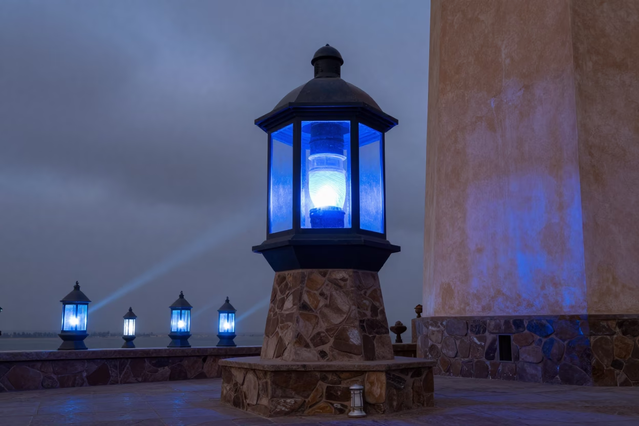 Lighthouse Lantern Room in Omdurman Shrine Evening in in a shrine lined with lanterns near Omdurman