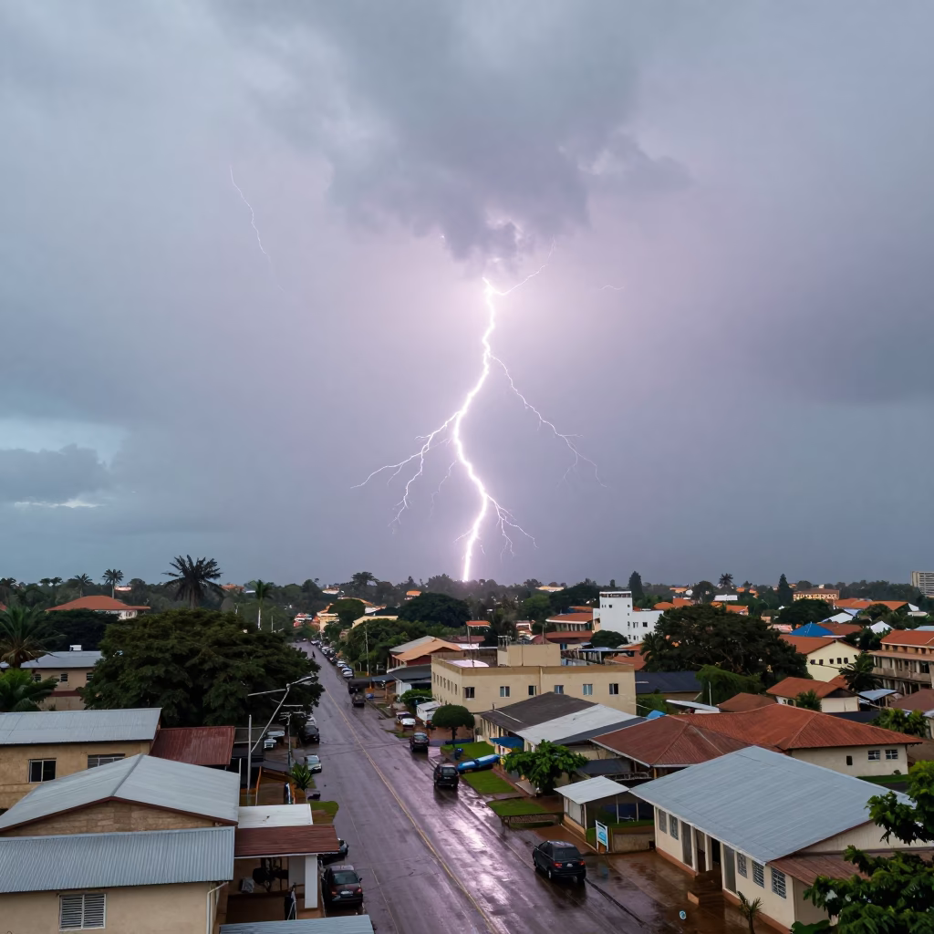 Lightning Flash Over Abidjan After Rain in near Abidjan