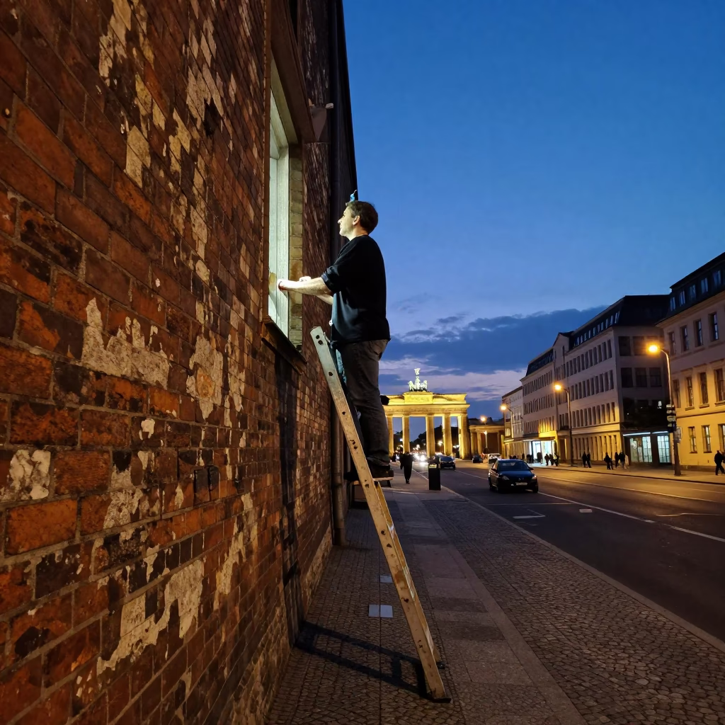 Lights Glow at As City Lights Begin To Glow in Berlin in in Berlin, Germany