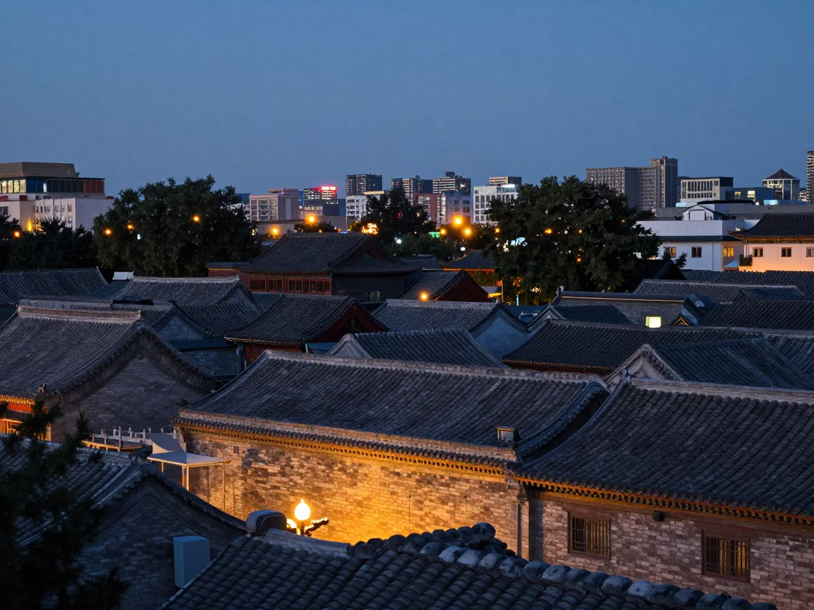Lights Glow in Beijing at As City Lights Begin To Glow in in Beijing, China