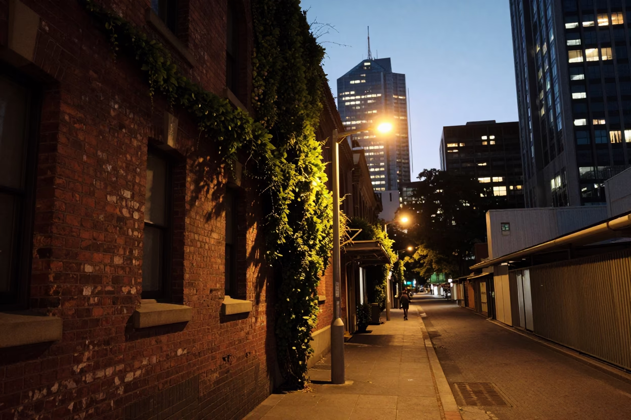 Lights Glow in Melbourne at As City Lights Begin To Glow in in Melbourne, Victoria, Australia