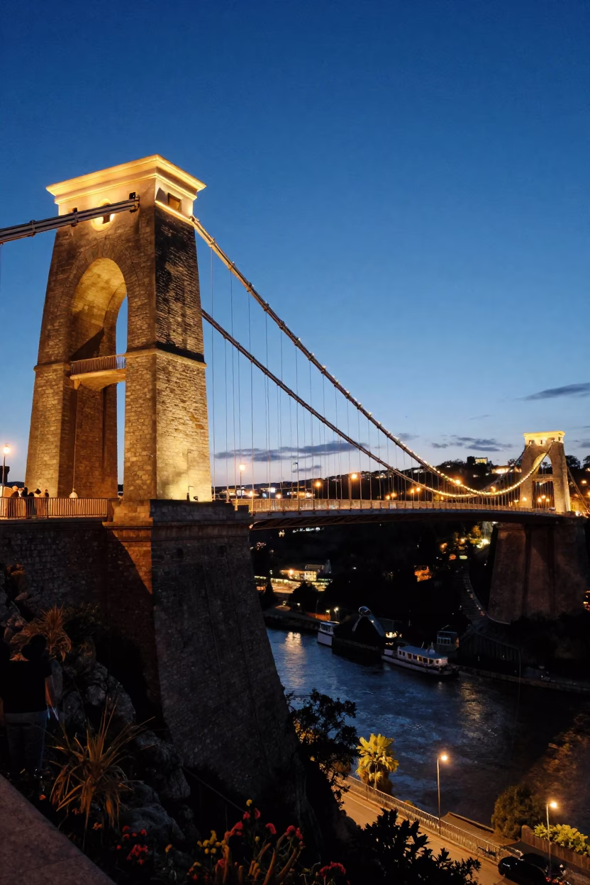 Lights Glowing in Bristol at As City Lights Begin To Glow in in Bristol, United Kingdom