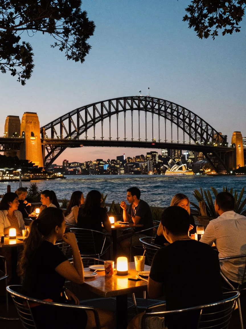 Lights Glowing in Sydney at As City Lights Begin To Glow in in Sydney, New South Wales, Australia