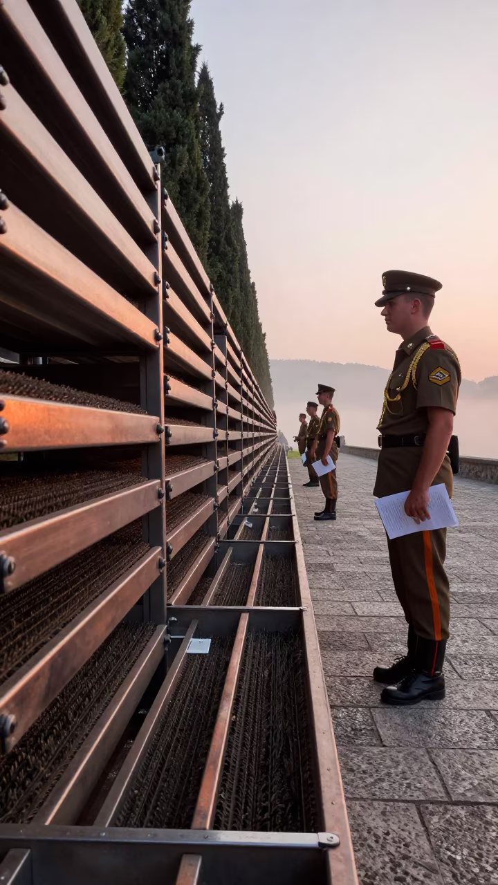 Ligurian Parade Ground Brush Drawer at Dusk in on a parade ground in Liguria
