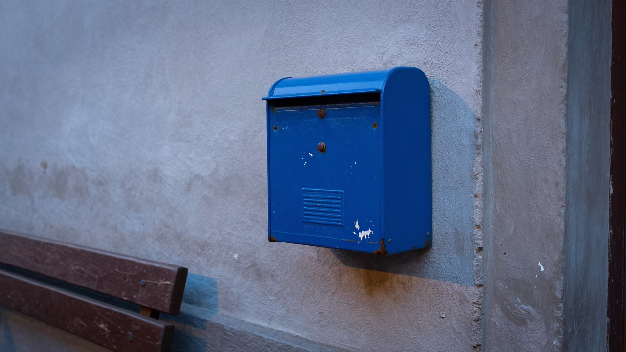 Lima Blue Metal Mailbox in in Lima, Peru