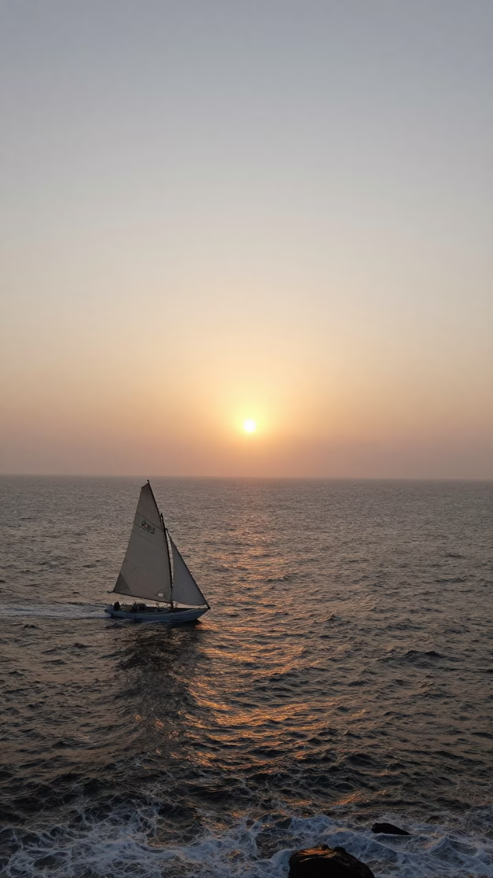 Lima Peru Coastal Sunset Over White Sails and Pacific Horizon in in Lima, Peru