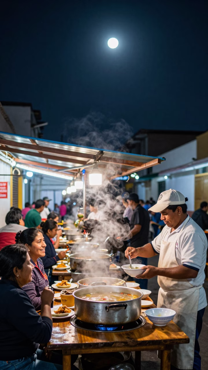 Lima Smiling Customers at The Deepest Night Sky Light in in Lima, Peru