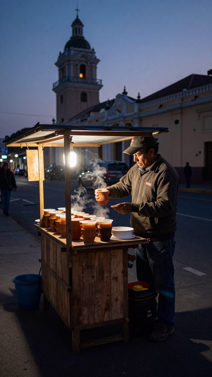 Lima Stall Activity at The Predawn Darkness Light in in Lima, Peru