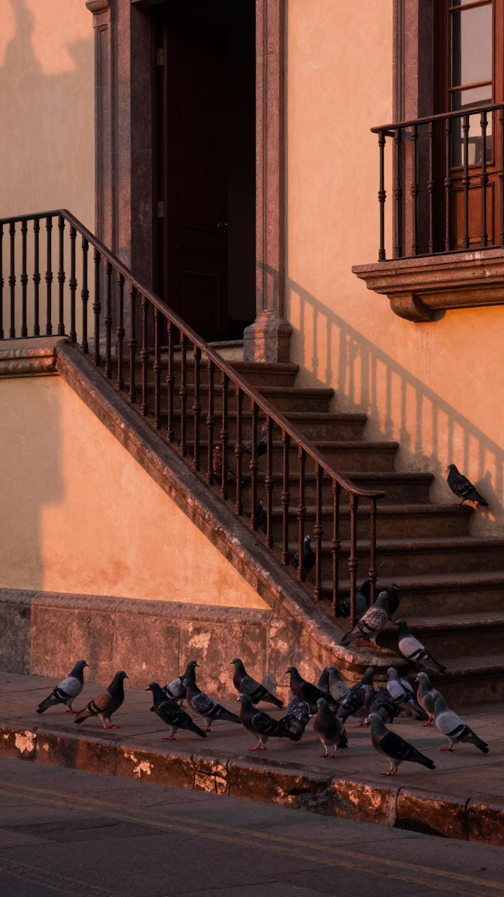 Lima Street Scene at Copper-toned Light Before Dusk in in Lima, Peru