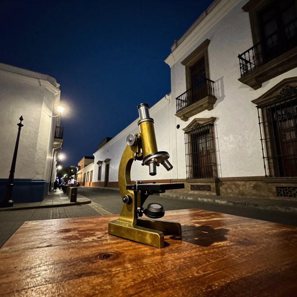 Lima Street Scene at The Deepest Night Sky Light in in Lima, Peru