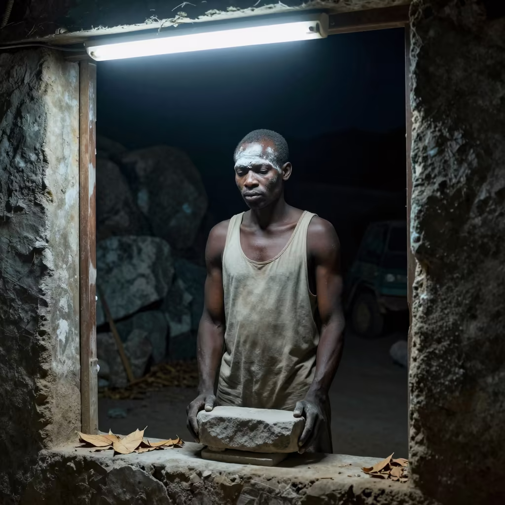 Limestone Dust Portrait in Libreville Night in in Libreville