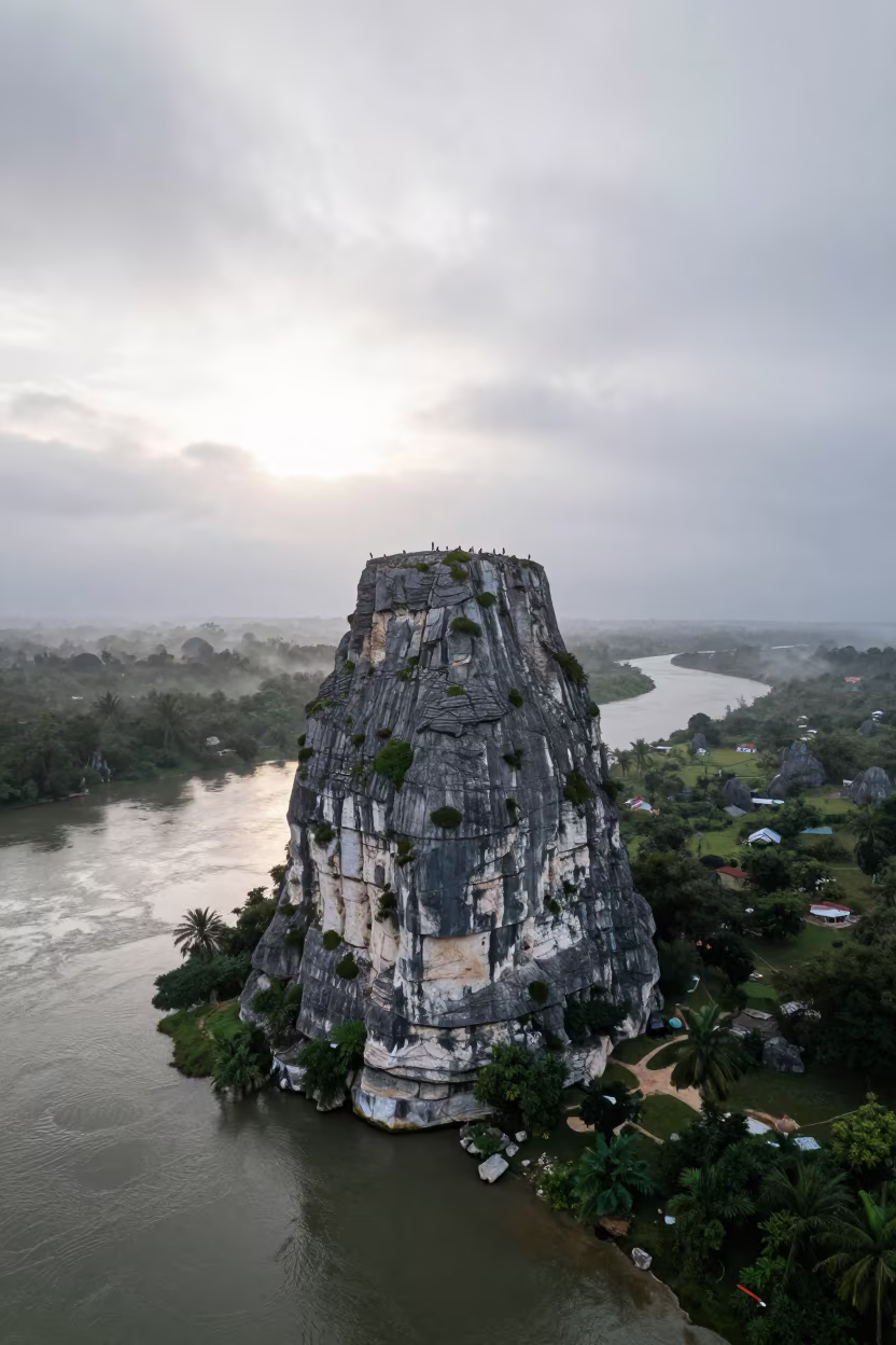 Limestone Karst Tower Morning Mist River Playa del Carmen in near Playa del Carmen