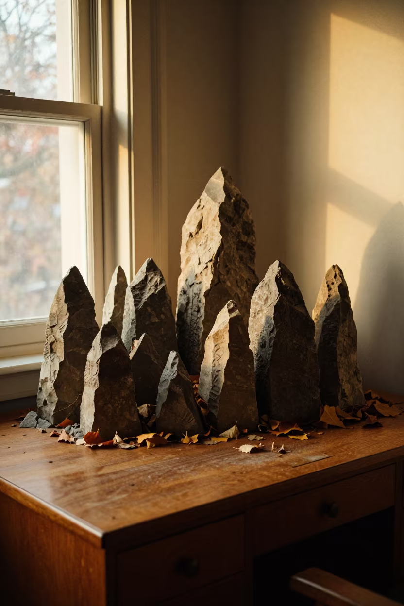 Limestone Pinnacles on Memphis Desk in on a writing desk in Memphis