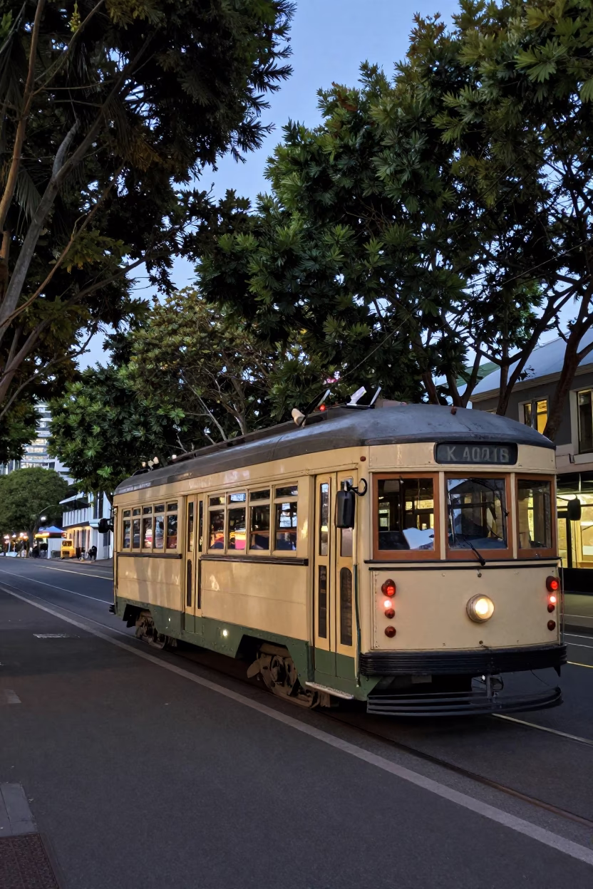 Lined Boulevard in Wellington at The Early Evening Light in in Wellington, New Zealand