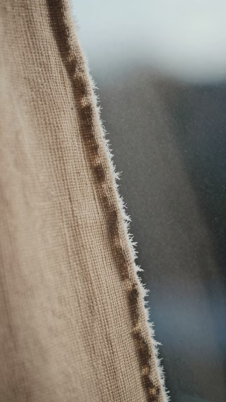 Linen Canvas Weave Macro Detail Khartoum in along a frost-edged windowpane in Khartoum