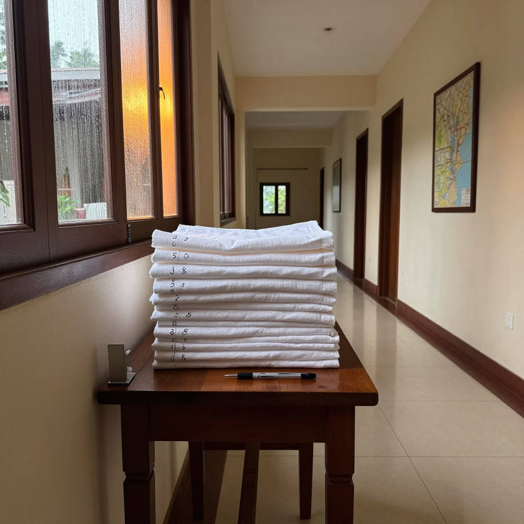 Linen Count Board in Iloilo Guest Corridor in in a quiet guest corridor near Iloilo