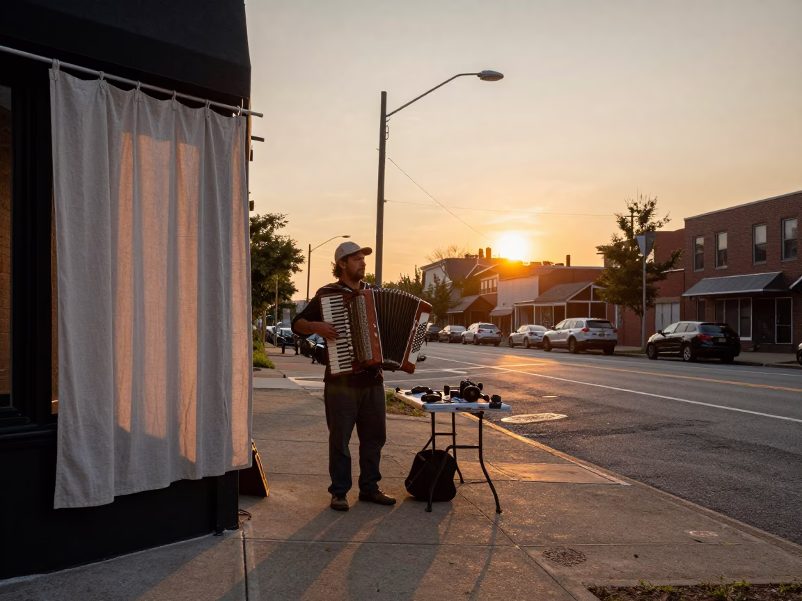 Linen Curtains in Philadelphia at As The Sun Drops Toward The Horizon in in Philadelphia, Pennsylvania, United States