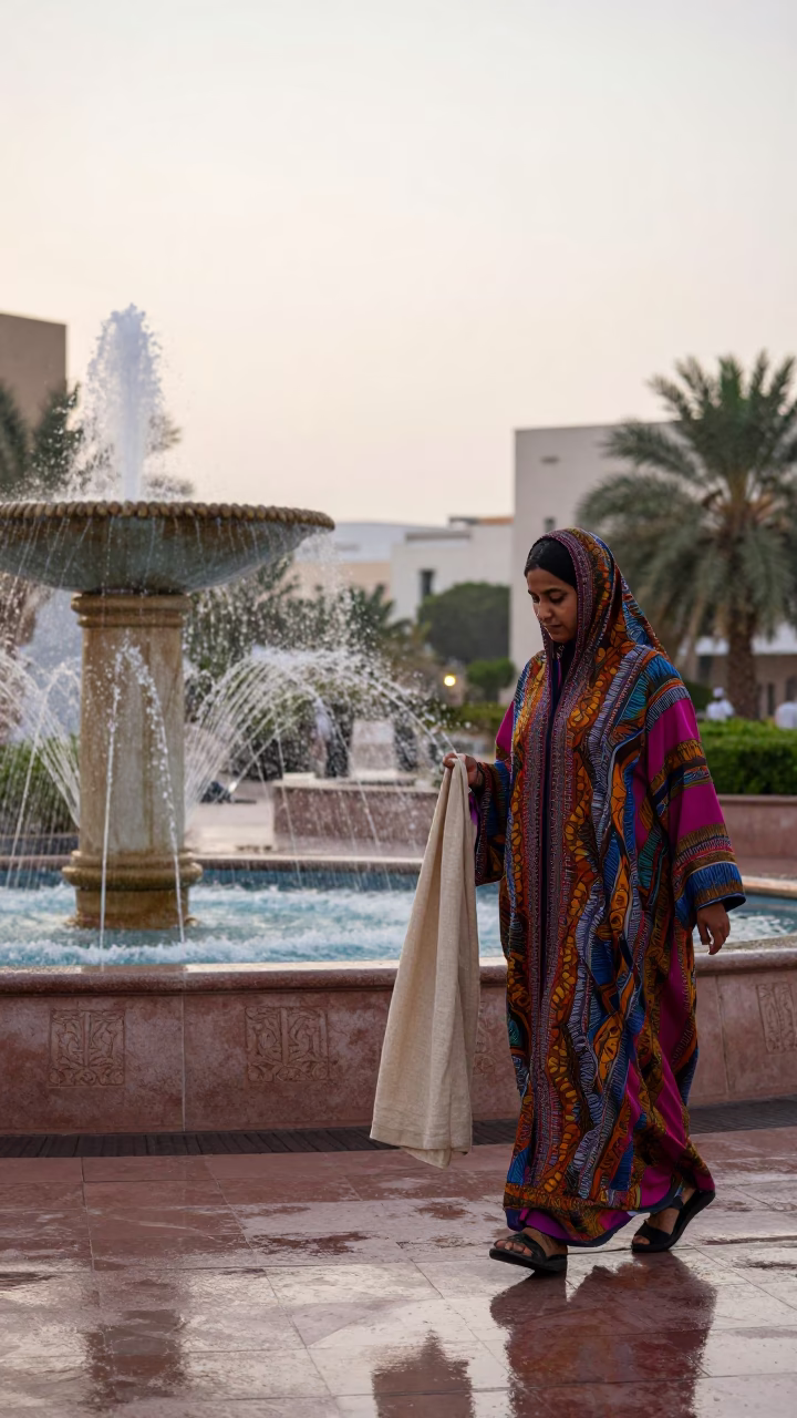 Linen Details in Muscat at First Light in in Muscat, Oman