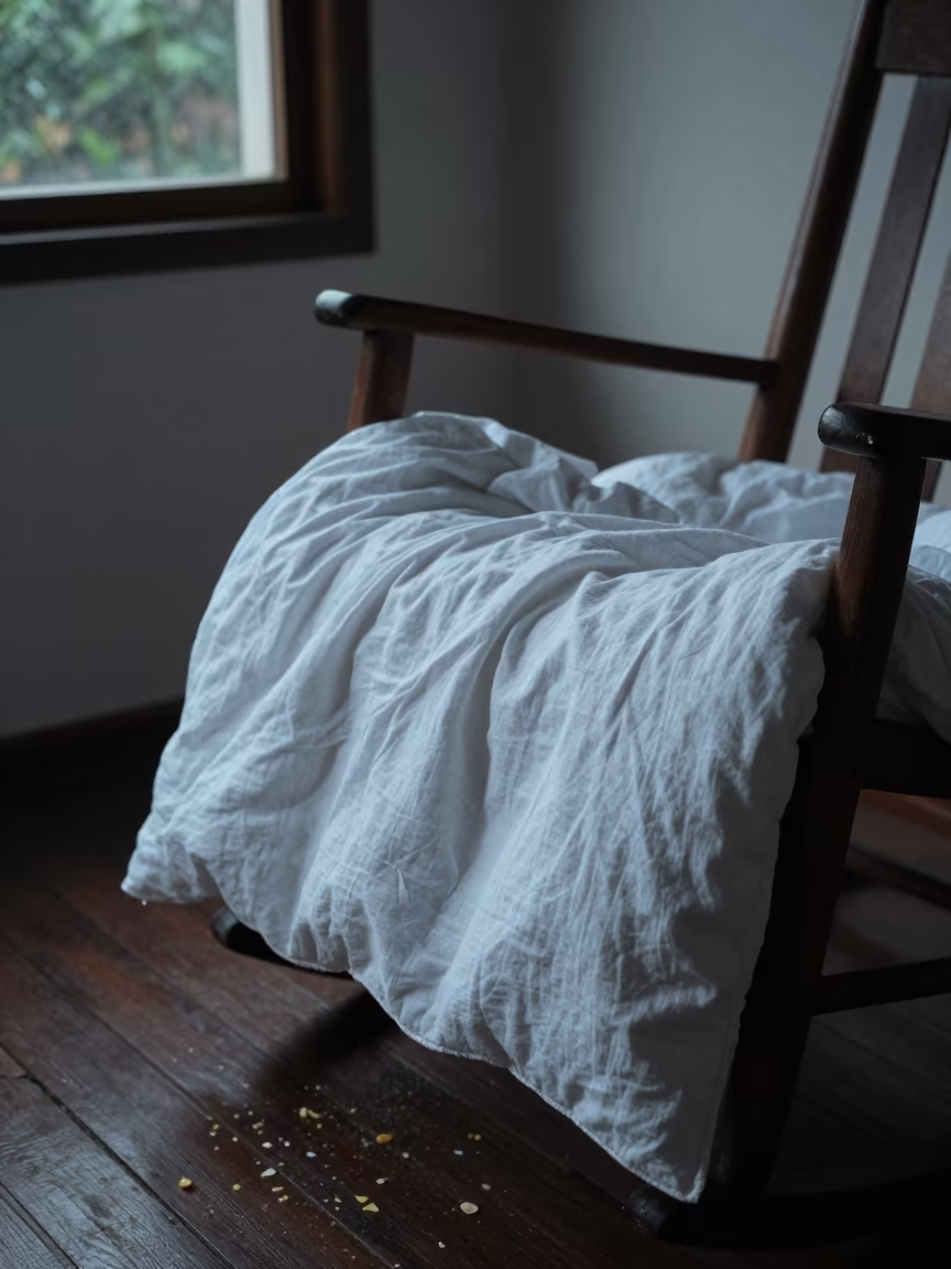 Linen Duvet Morning Light Porch Guwahati in on a porch with a rocking chair in Guwahati