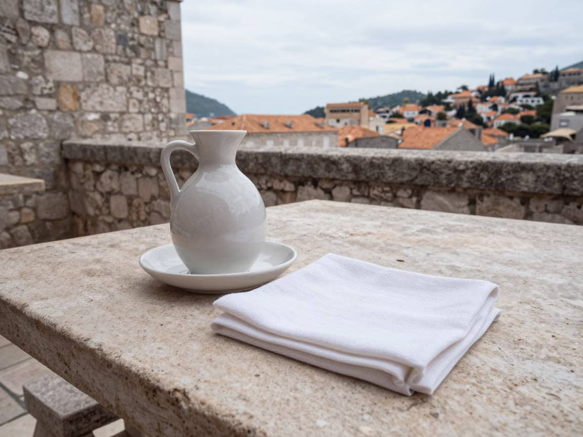 Linen Napkin And Carafe in Dubrovnik in in Dubrovnik, Croatia