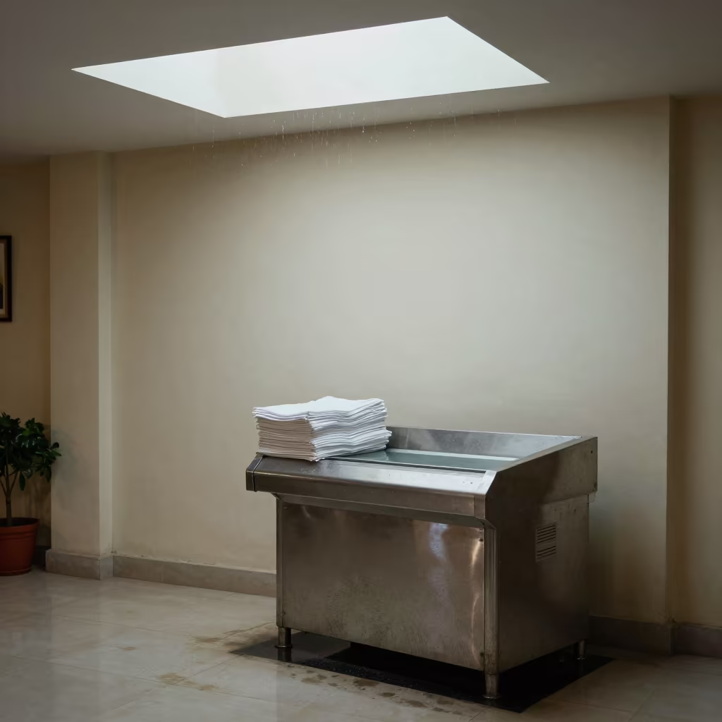 Linen Scanner Station Hotel Lobby Monsoon Light in inside a hotel lobby near Ahmedabad