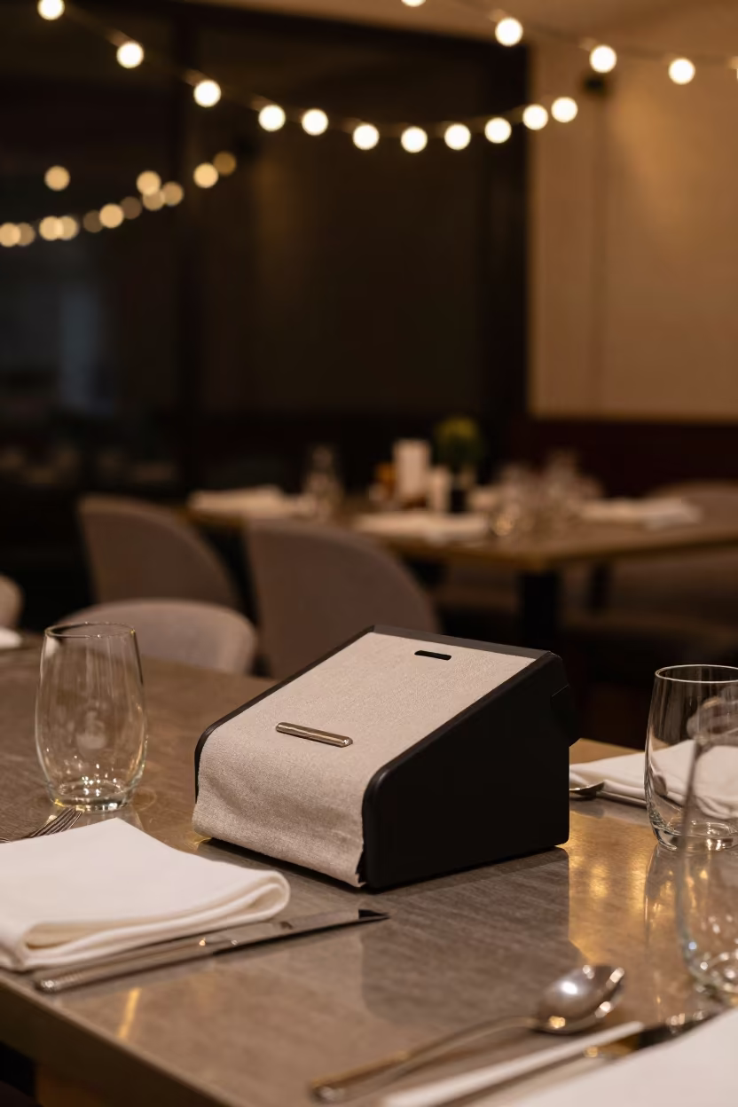 Linen Scanner Station in Pre-Service Night Glow in inside a breakfast room before opening near Victoria