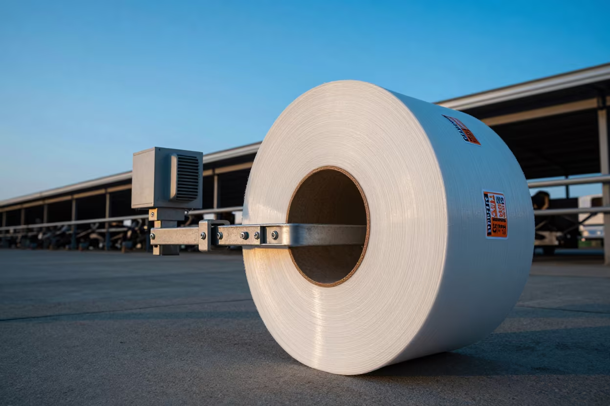 Liner Change Sticker Roll on Georgia Feedlot Lane in along a feedlot lane in Georgia