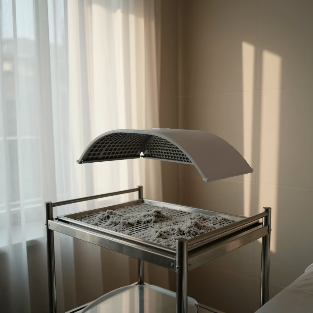 Lint Filled Dryer Tray in Hanumangarh Skincare Room in inside a skincare treatment room in Hanumangarh