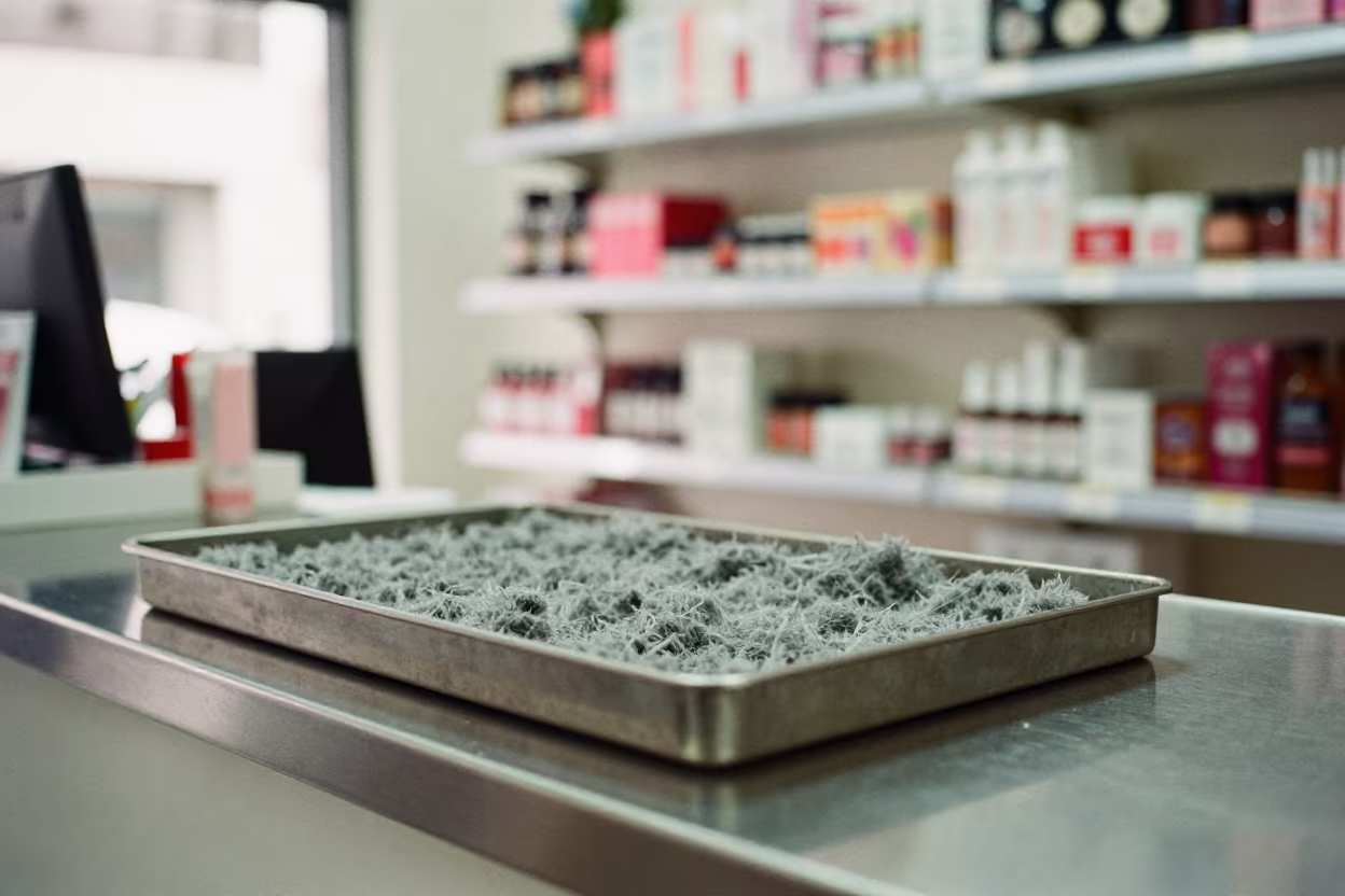 Lint Tray in Beauty Supply Before Service in in a beauty supply area under white LEDs in Campinas