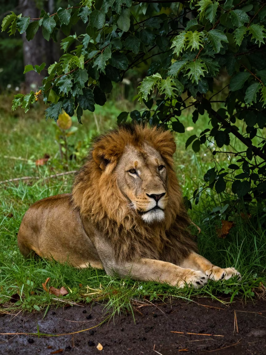 Lion Resting in Shade Near Lahti in near Lahti