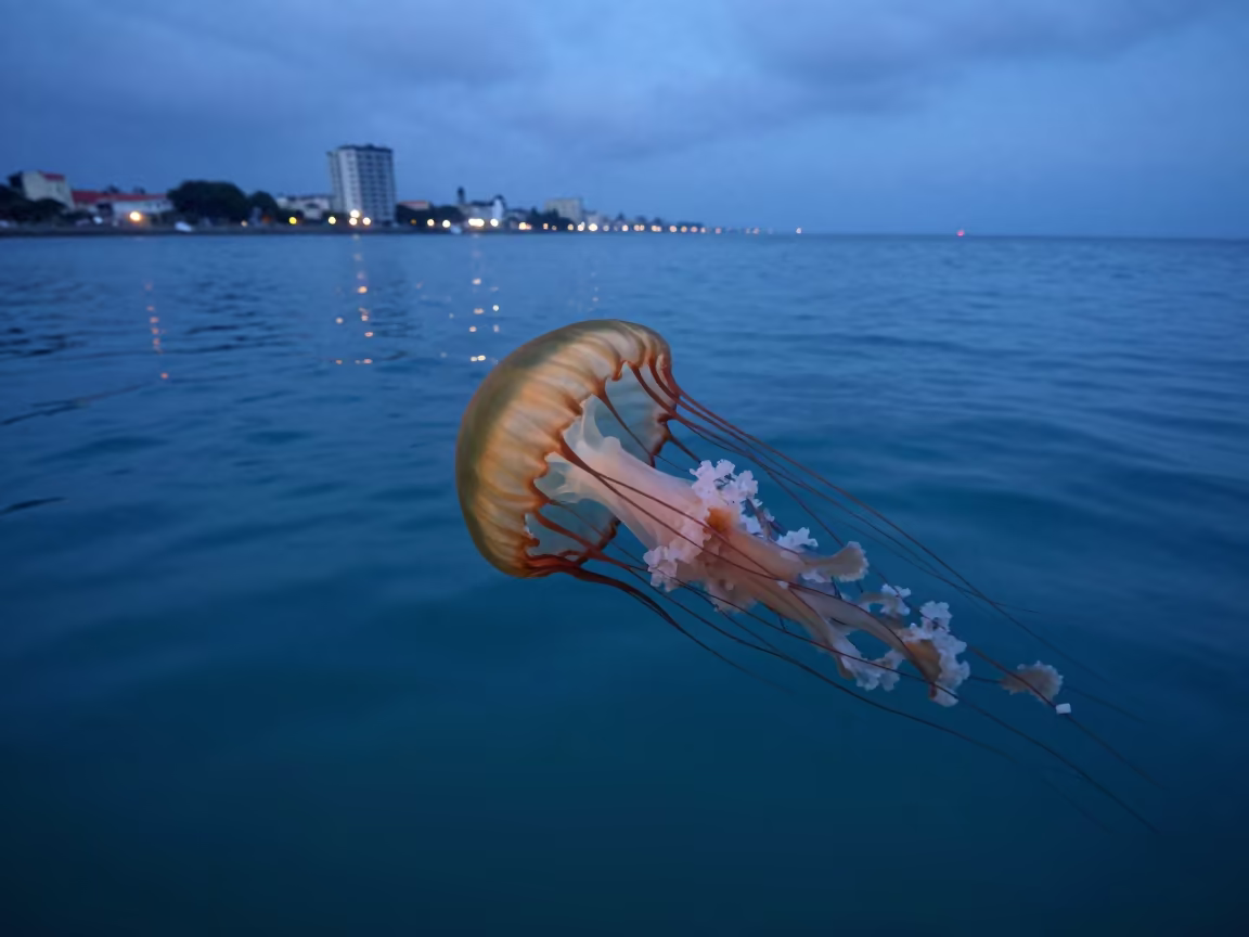 Lion's Mane Jellyfish in Indigo Twilight Waters in near Havana