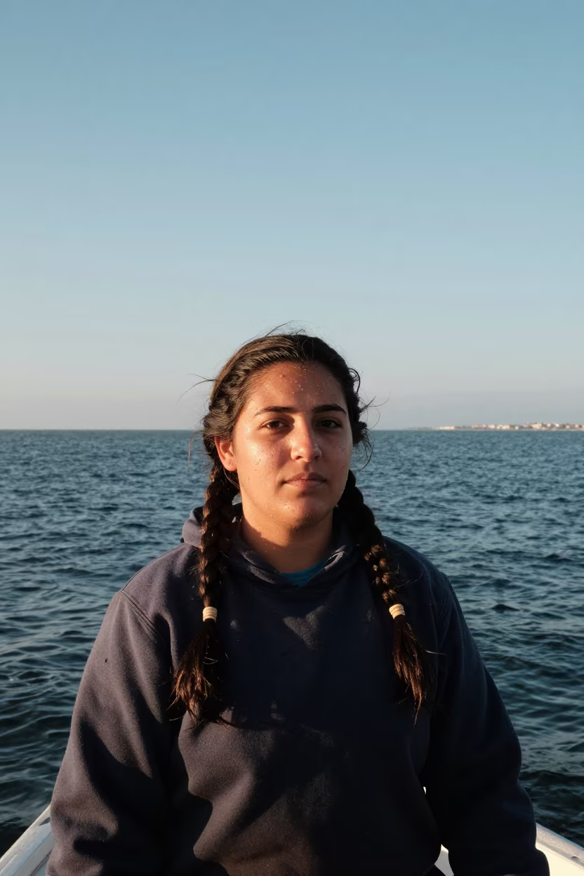 Lisbon Fisherwoman Portrait with Sea Spray in in Lisbon