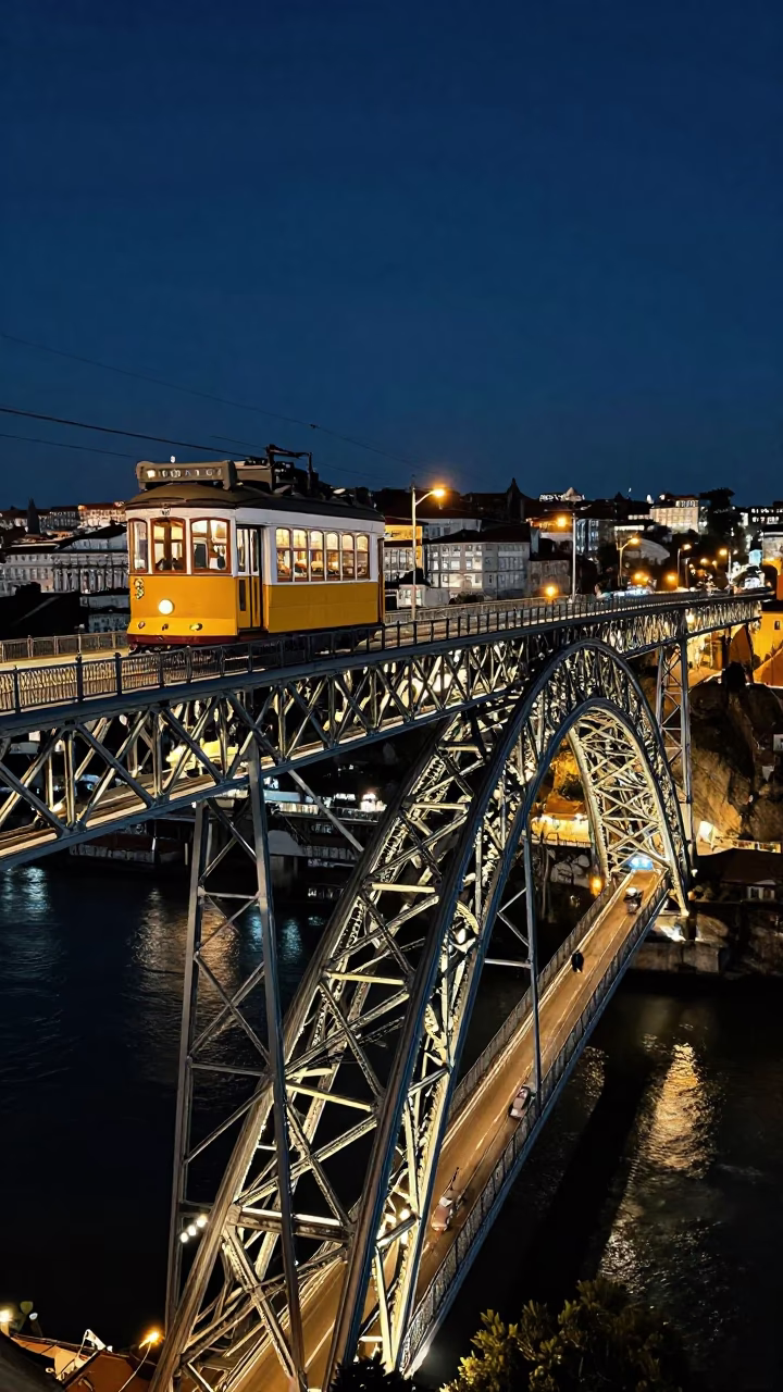 Lisbon I Bridge at Late At Night Light in in Lisbon, Portugal