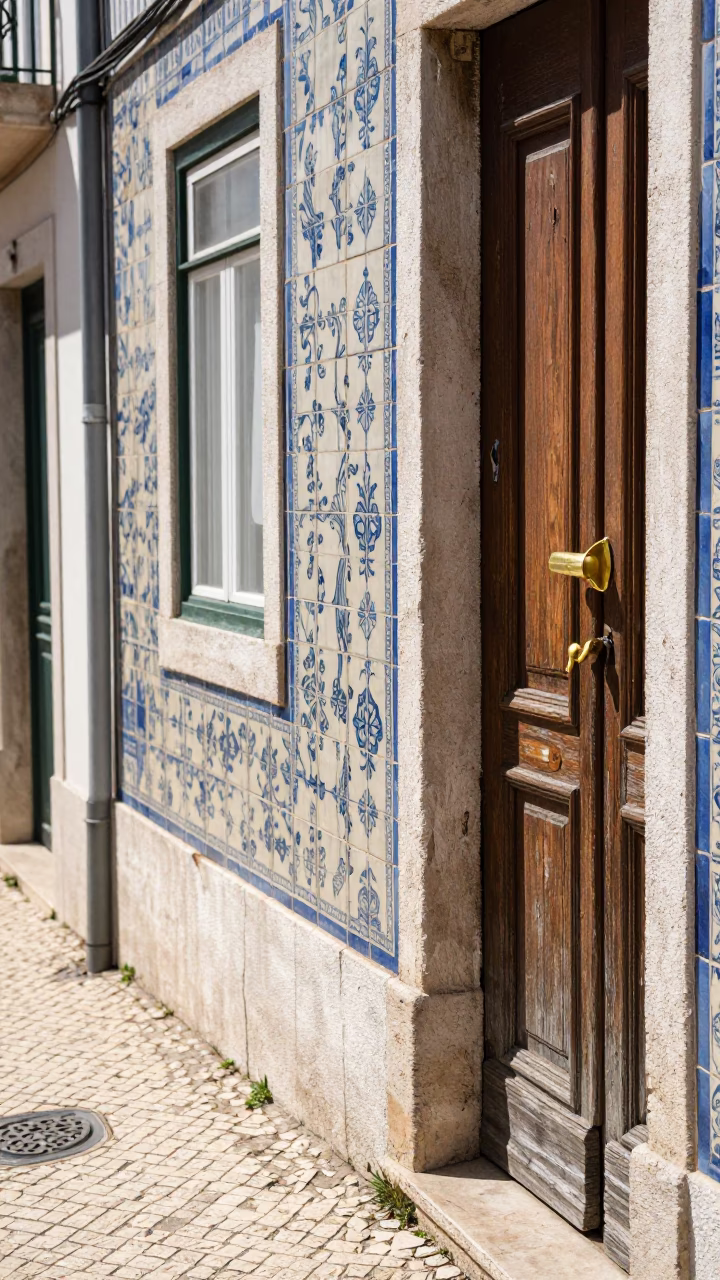Lisbon Street Scene at The Flat Glare Of Noon Light in in Lisbon, Portugal