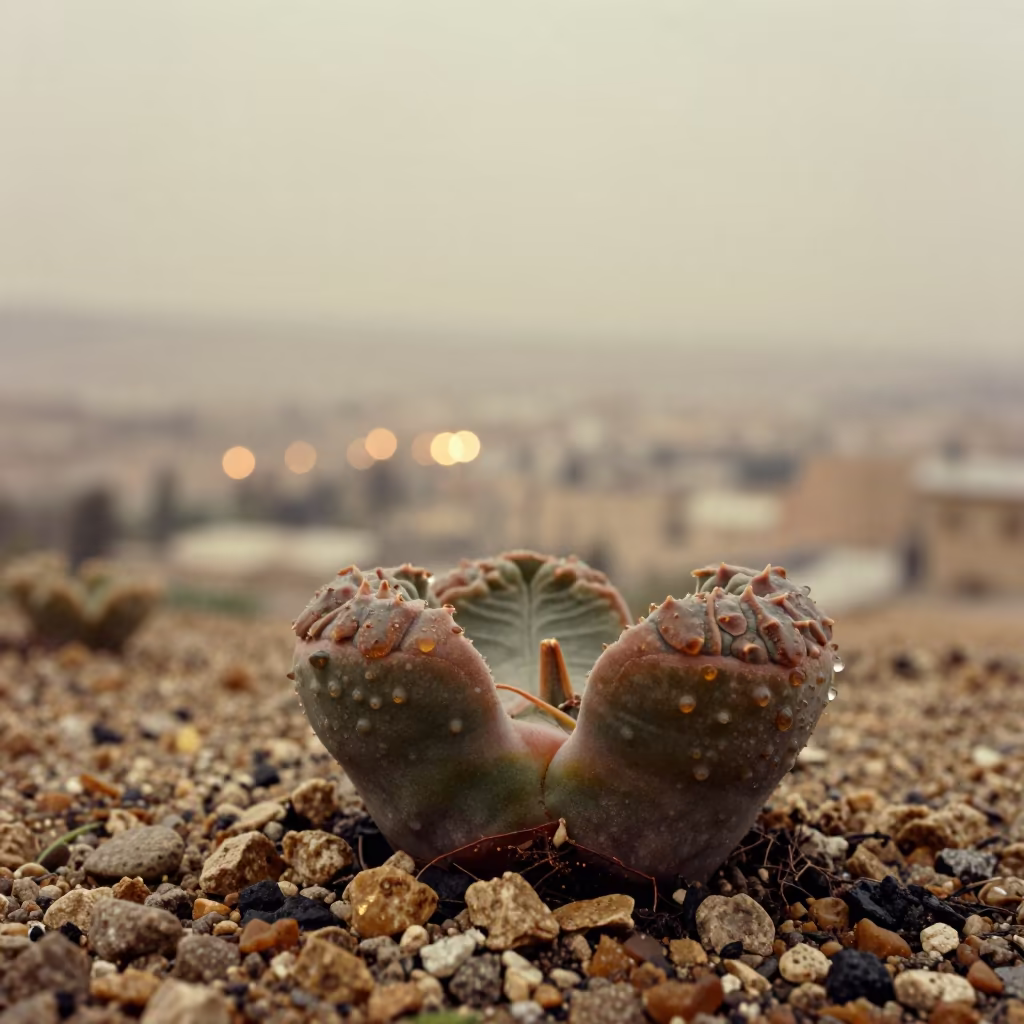 Lithops Colony Glowing in Spring Rain Near Diyarbakir in near Diyarbakir
