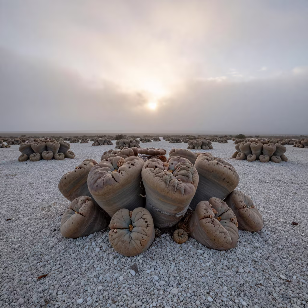 Lithops Living Stone Colony at Dawn in near Van