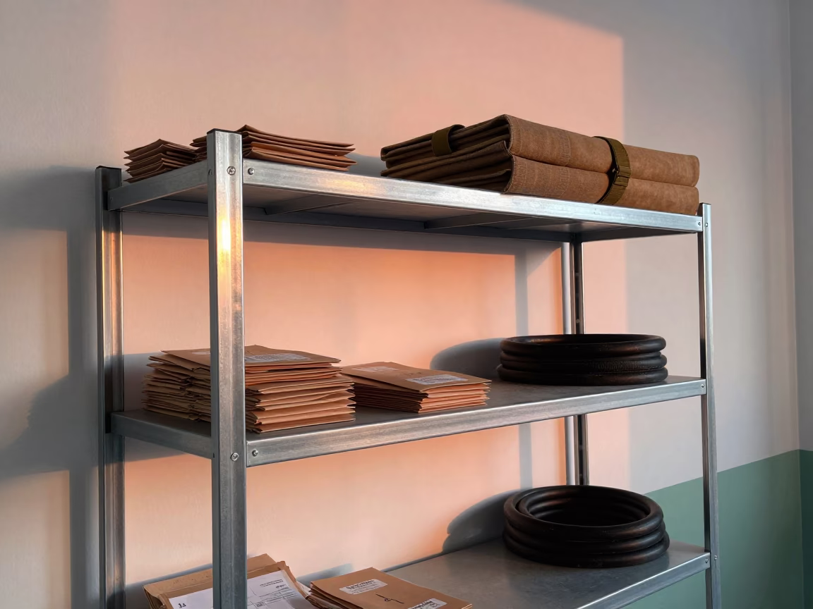 Lithuanian Barracks Latrine Supply Shelf in inside a briefing room in Lithuania