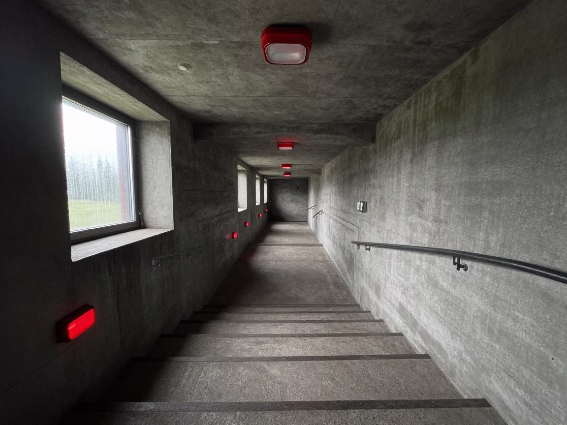 Lithuanian Command Bunker Stairwell in Morning Light in inside a command post in Lithuania