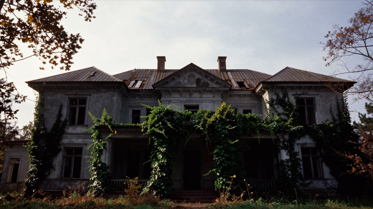 Lithuanian Plantation Ruin Wrapped in Kudzu in in Lithuania