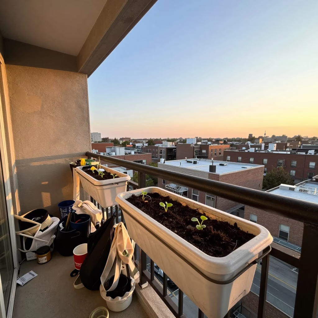 Lived-in Balcony in Chicago in in Chicago, Illinois, United States
