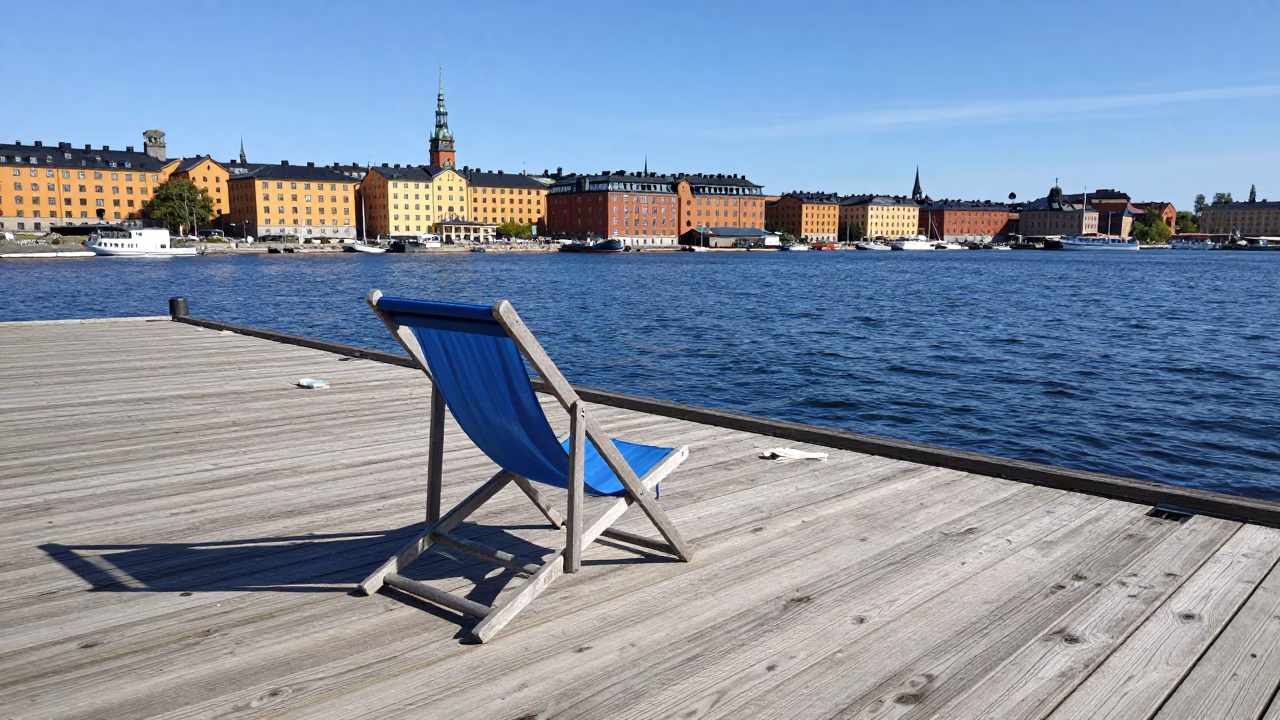 Lived-in Pier in Stockholm in in Stockholm, Sweden