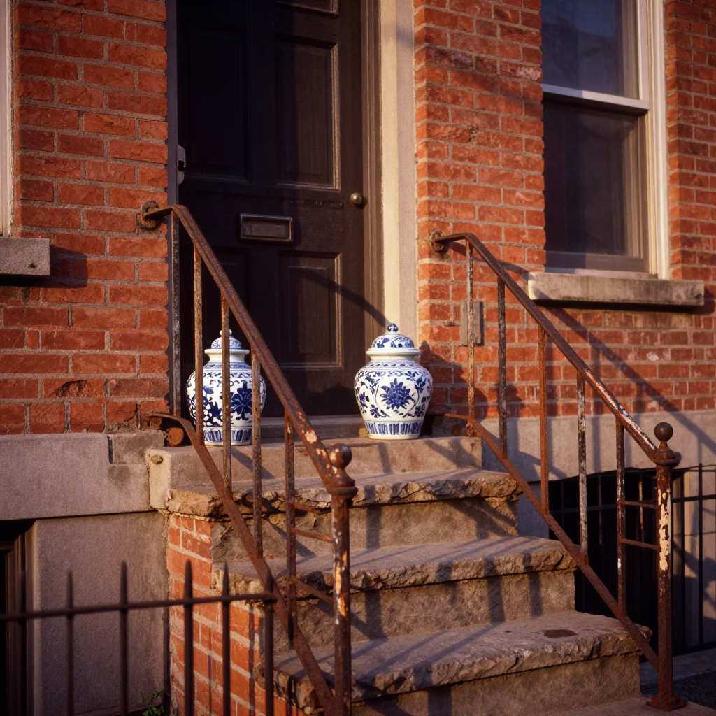Lived-in Stoop in Philadelphia in in Philadelphia, Pennsylvania, United States