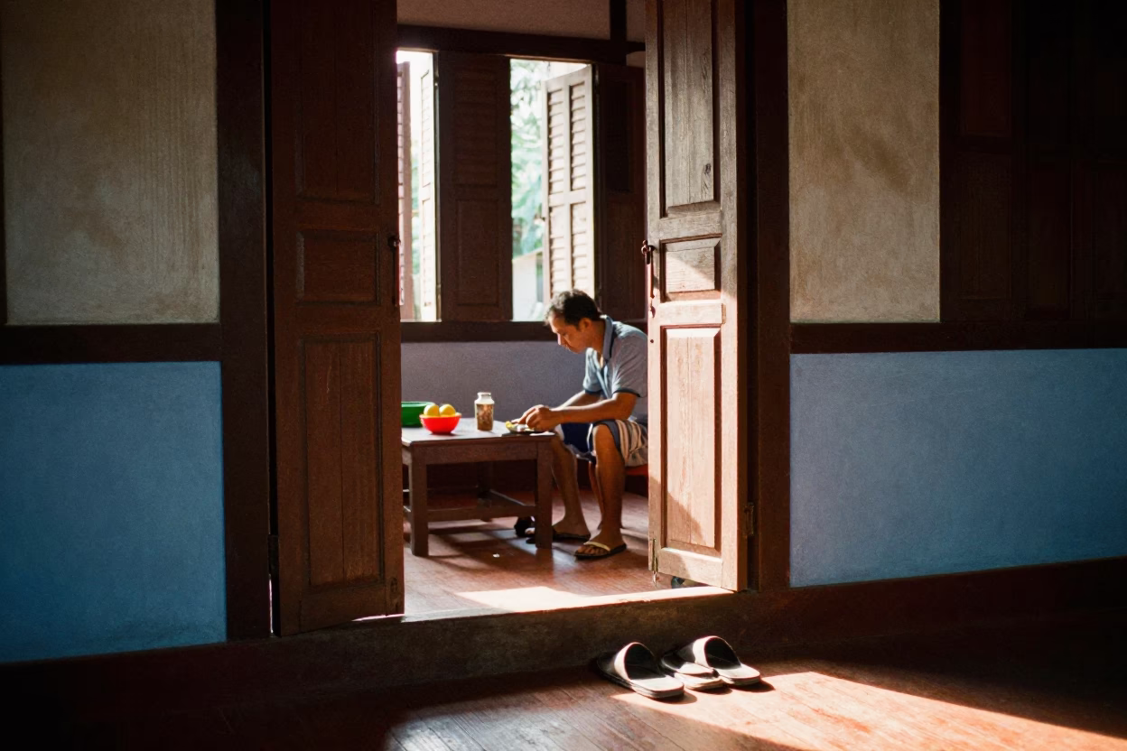 Lived- Interior in Phnom Penh at The Late Morning Light in in Phnom Penh, Cambodia